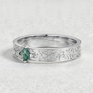 Oak Grain | Square Moss Agate Men's Band