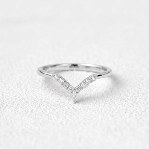 Round Cut Moissanite Half Eternity Curved Wedding Band in White Gold