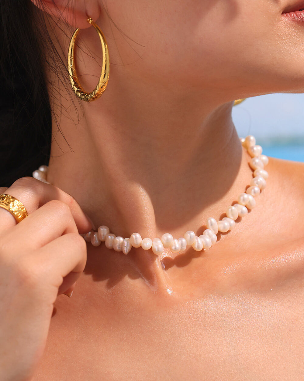 Antique Style Pearl Necklace with Baroque French Charm