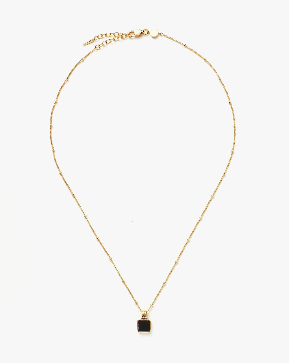 18K Gold Vermeil Black Square Onyx Necklace
