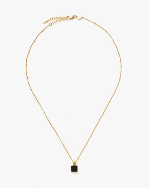 18K Gold Vermeil Black Square Onyx Necklace