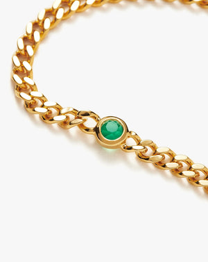 May Birthstone Chain Bracelet | 18K Gold Plated Vermeil/Green Onyx