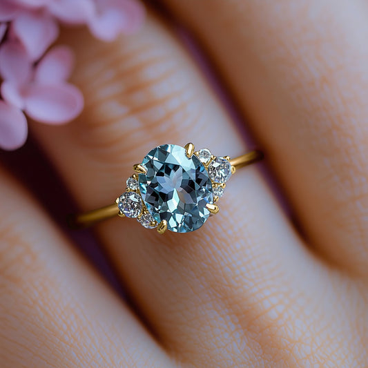Olivia Jane 2CT Oval Cut Blue Gemstone Ring