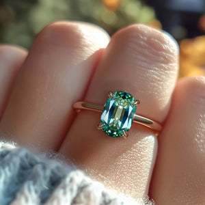 Juliana 2CT Oval Cut Green Gemstone Ring