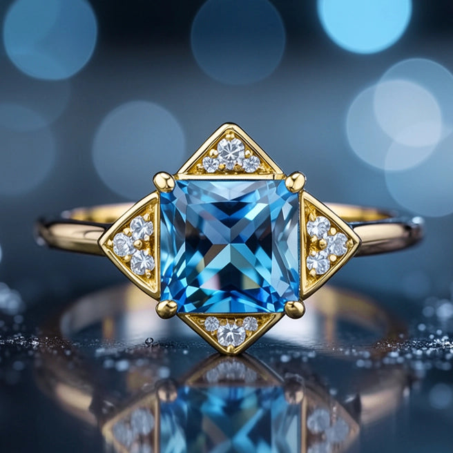 Diana's Grace | 1CT Vintage Princess Cut Blue Sapphire  Ring