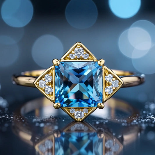 Diana's Grace | 1CT Vintage Princess Cut Blue Sapphire  Ring