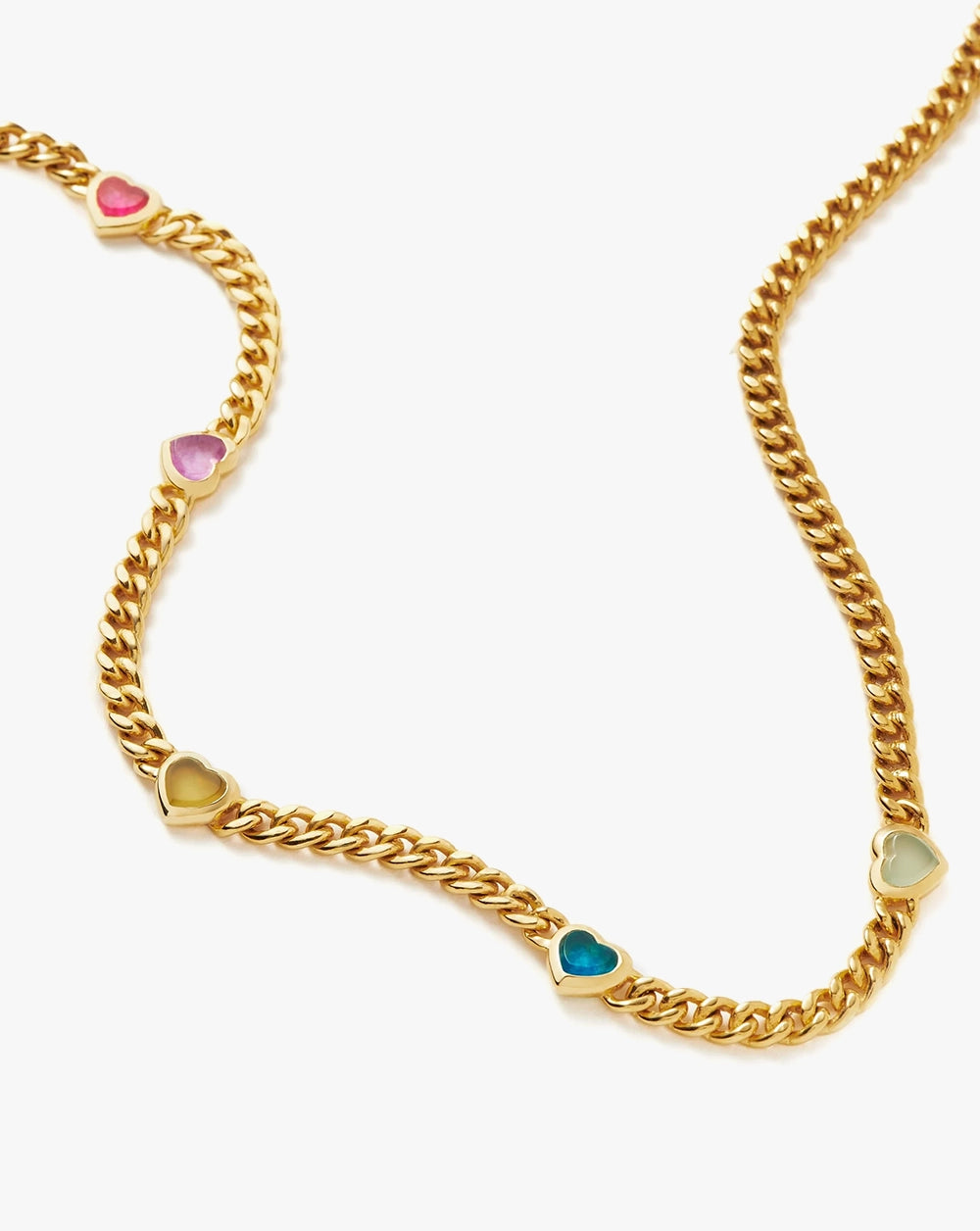 18K Gold Vermeil Jelly Heart Gemstone Charm Necklace