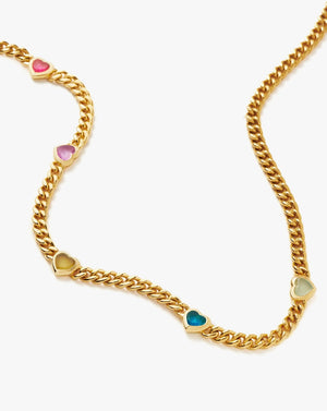 18K Gold Vermeil Jelly Heart Gemstone Charm Necklace