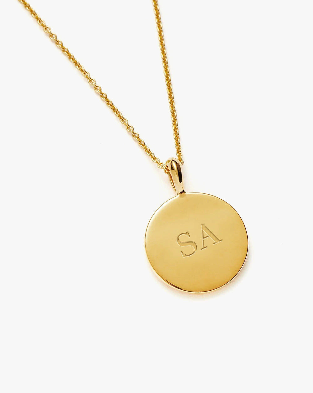 18K Gold Plated Vermeil Engravable Round Necklace