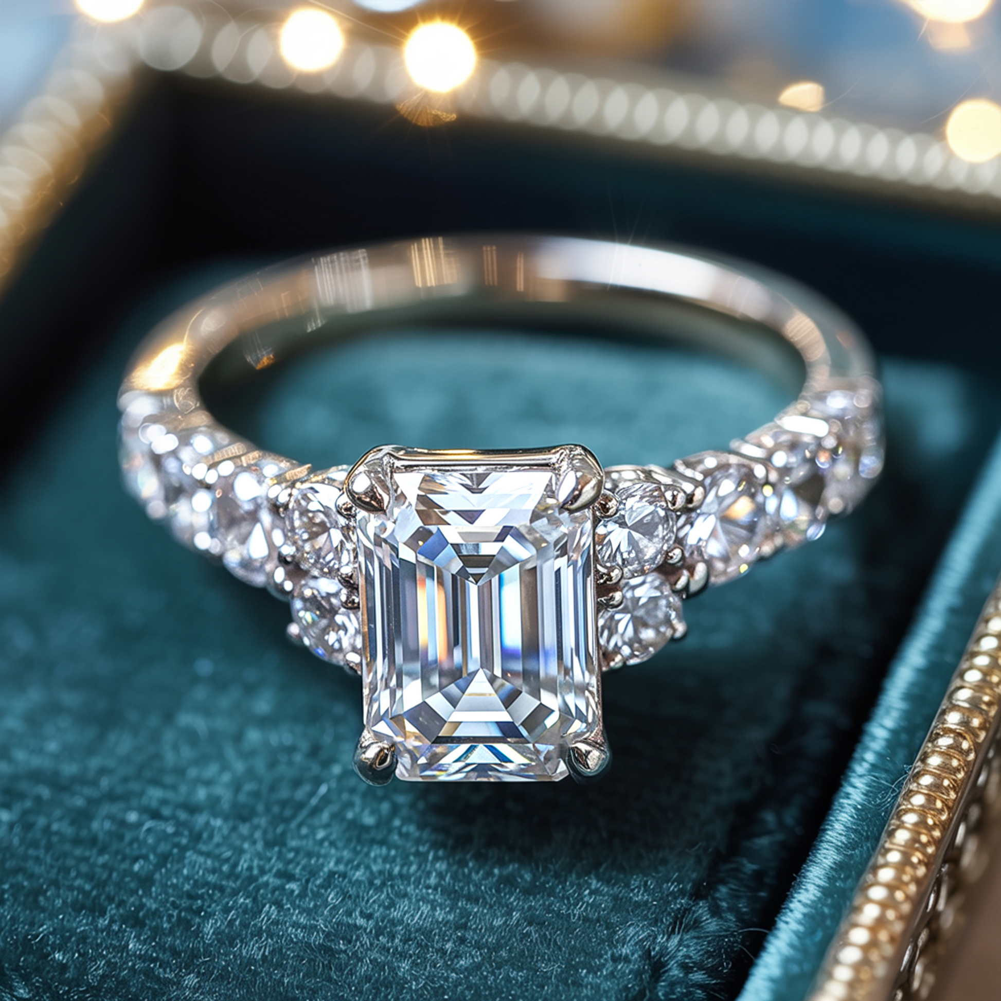 The Adelina Rae 2CT Emerald Cut Moissanite Ring