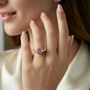 The Elowyn 2CT  Emerald-Cut Rose Pink Gemstone Ring
