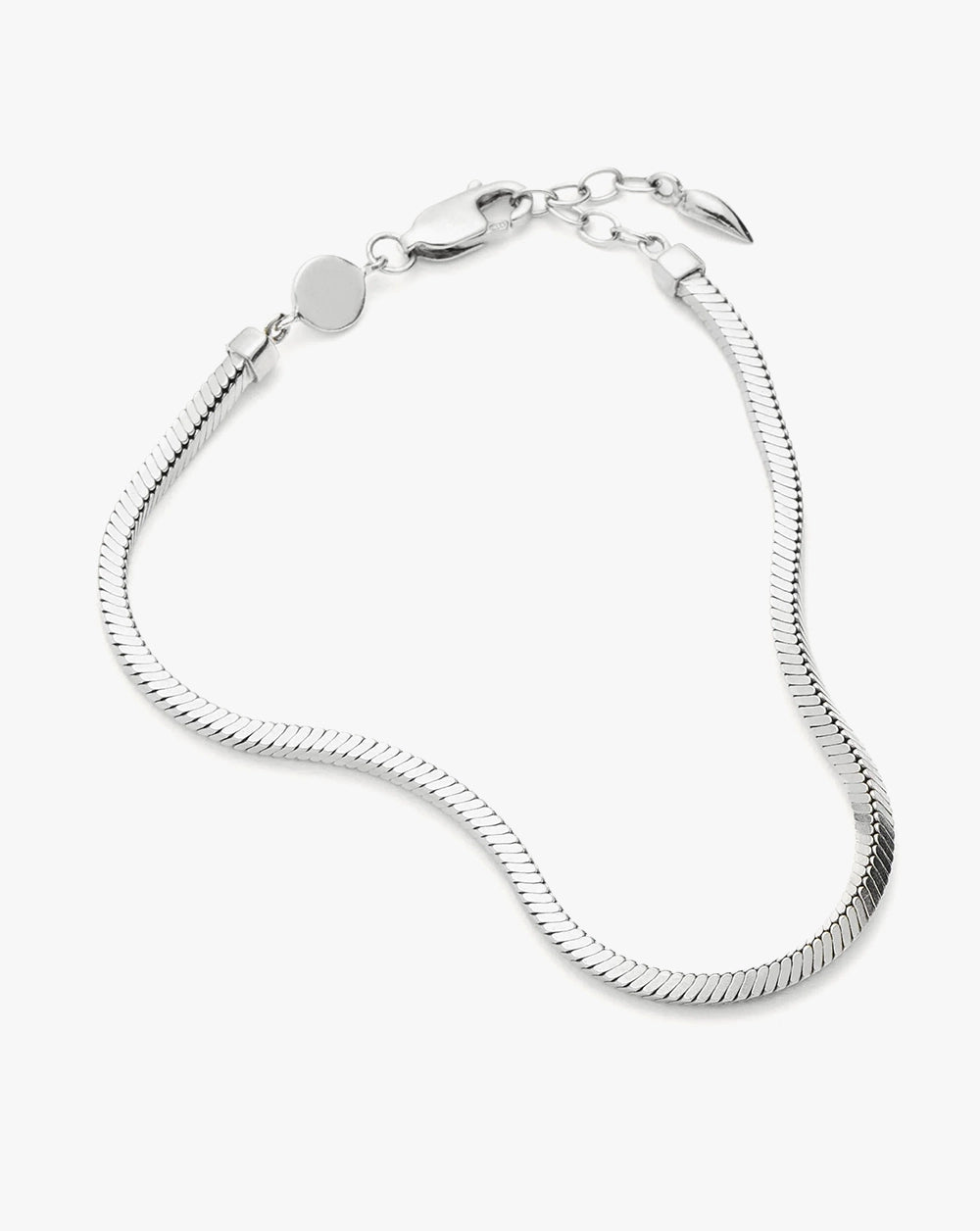 White Gold Plated Silver Square Snake Chain Bracelet