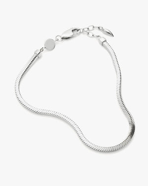 White Gold Plated Silver Square Snake Chain Bracelet