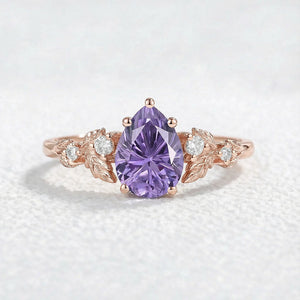 Daisy Promise｜Pear Shaped Purple Sapphire Engagement Ring