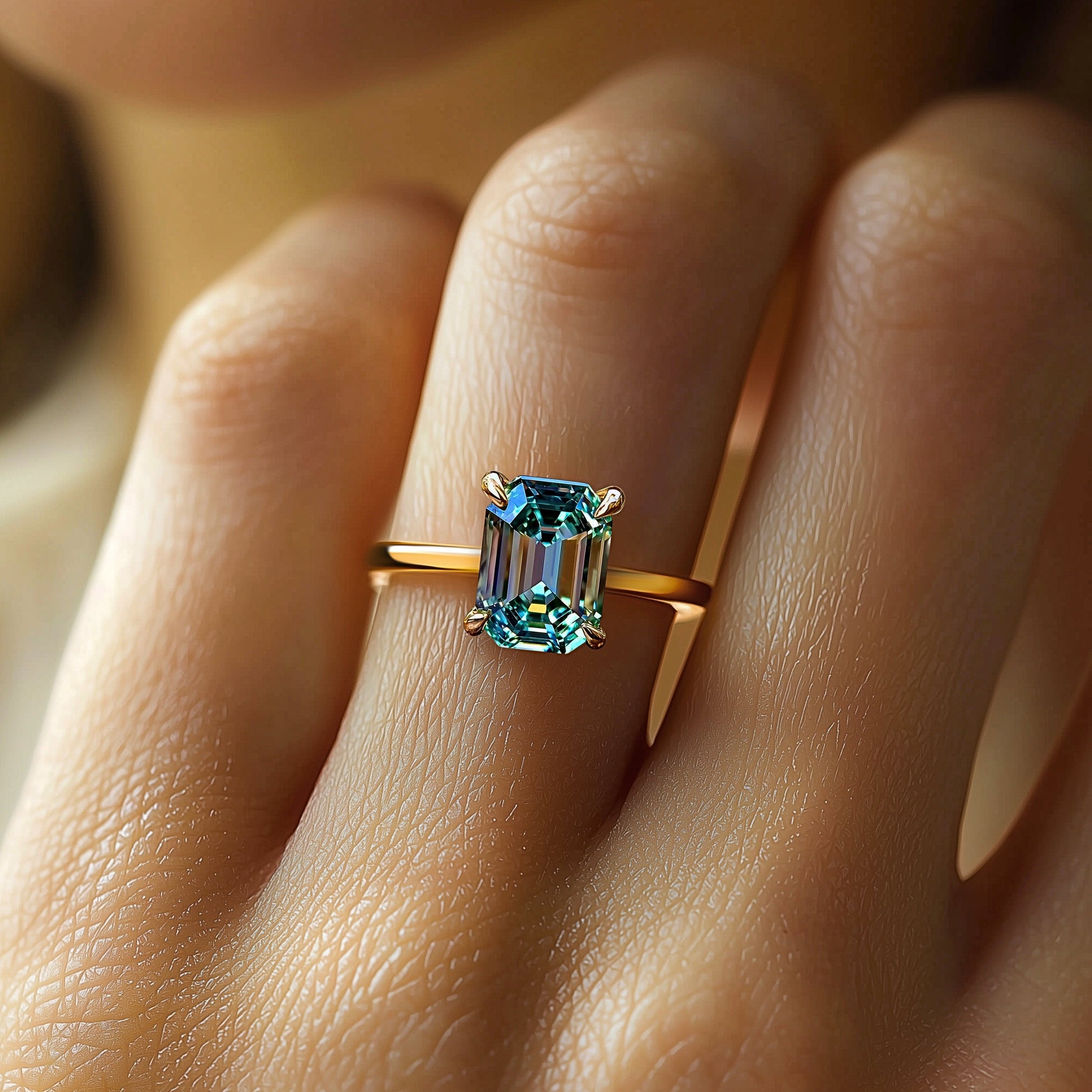 Leila 2CT Emerald Cut Green Gemstone Ring