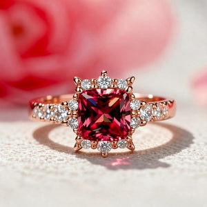 Aurora‘s Cardinal | Princess Cut Ruby Solitaire Ring