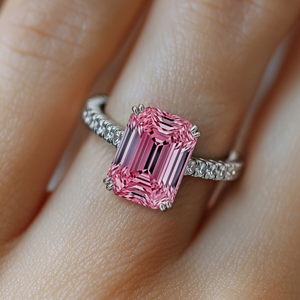 Elisa 2CT Emerald Cut Luxe Pink Gemstone Ring