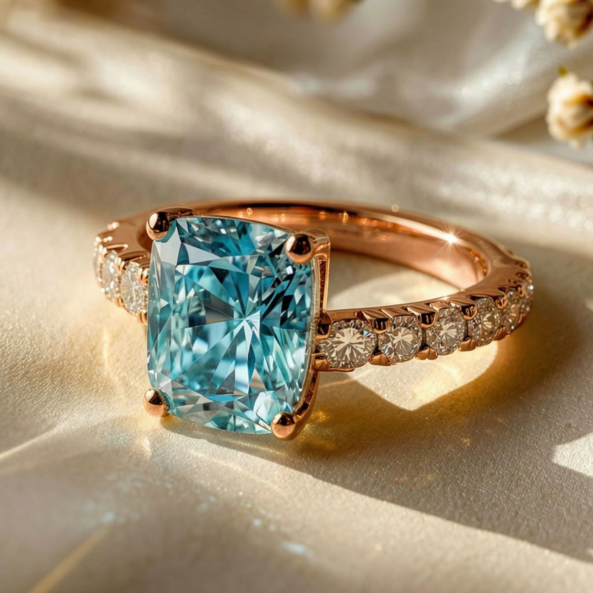 Aria‘s Embrace | Cushion Cut Blue Sapphire Ring