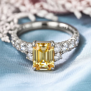 The Adelina Rae 2CT Emerald Cut Yellow Gemstone Ring