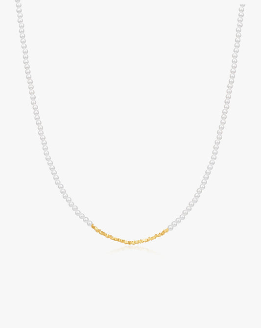 Minimal Mini Gold Beaded Pearl Choker Necklace