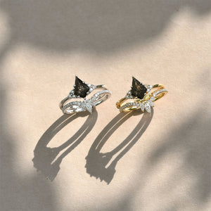 Classic Engagement - Unique Moss Agate Engagement Ring Set 2pcs - Lydia