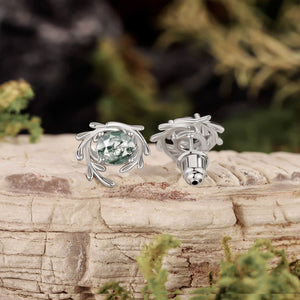 Enchanted Moss Agate Stud Earrings