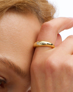 Antique Sunny Solitaire Chunky Ring-Unisex