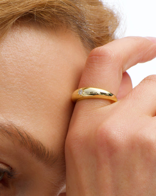 Antique Sunny Solitaire Chunky Ring-Unisex