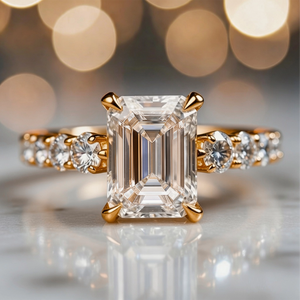 Audrey's Romance | 2CT Emerald Cut Moissanite Ring