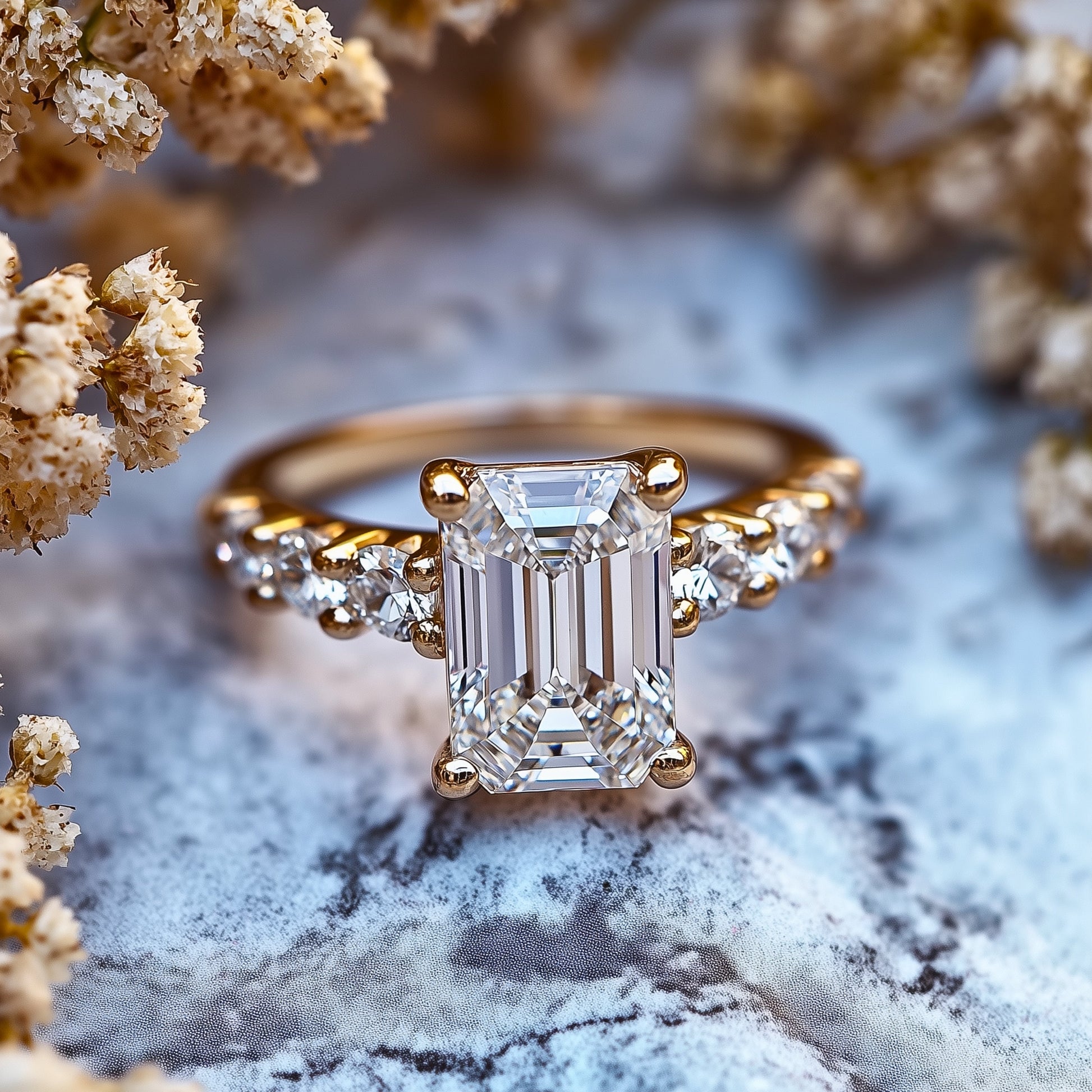 The Nora Joy 3CT Eternity Emerald Cut Moissanite Ring