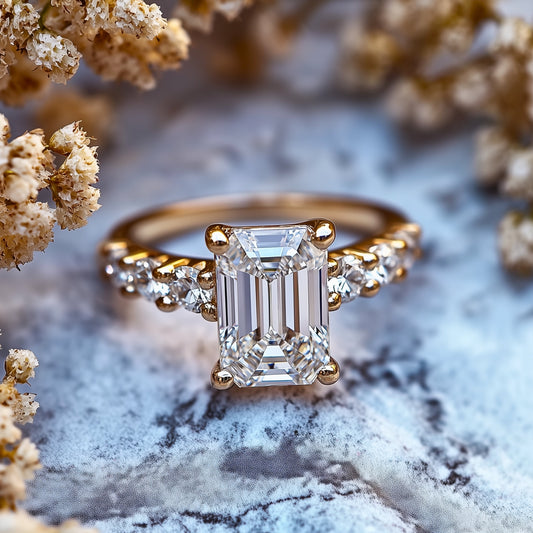 The Nora Joy 3CT Eternity Emerald Cut Moissanite Ring