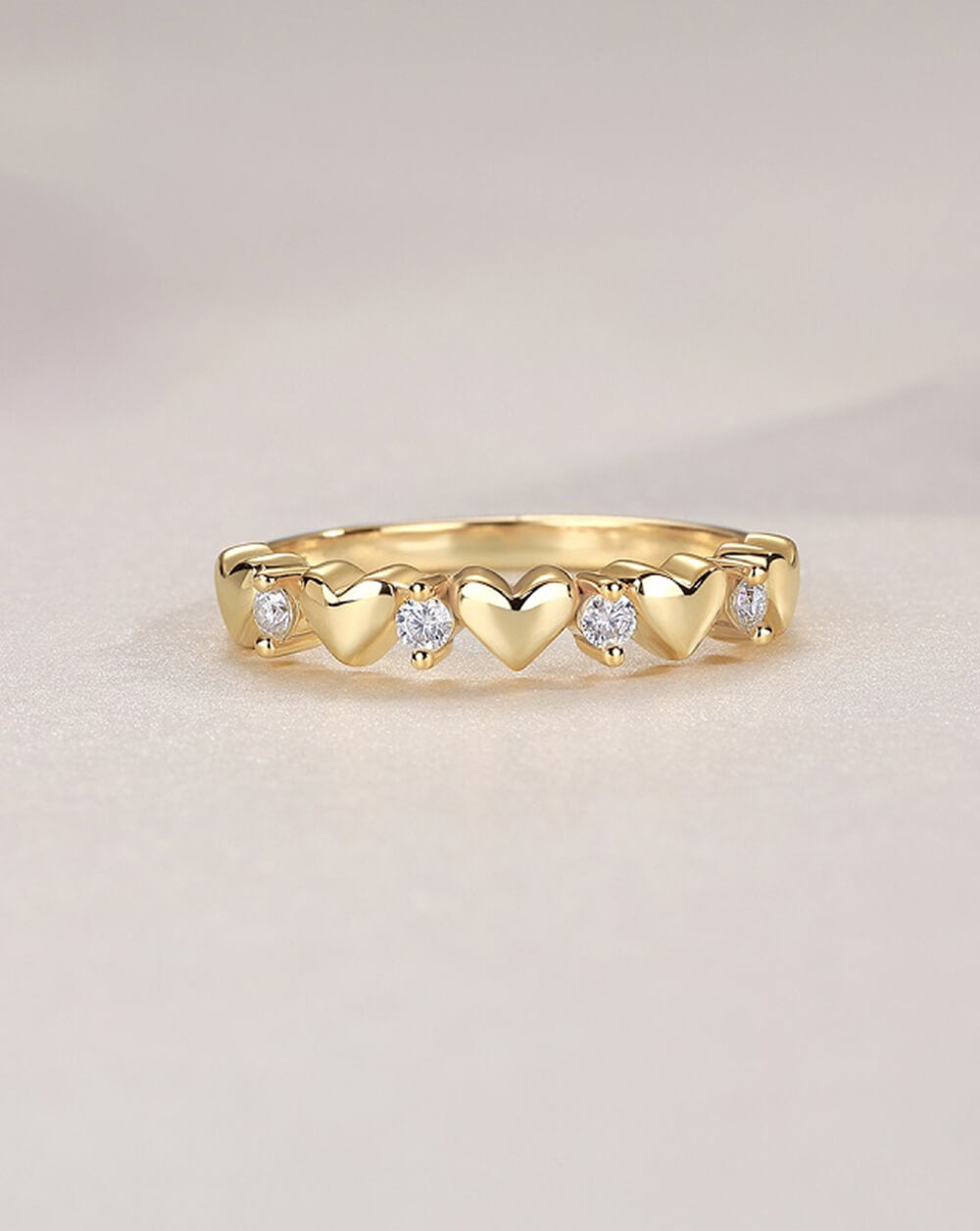 Heart-Shaped Gold Stacking Ring