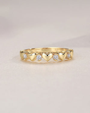 Heart-Shaped Gold Stacking Ring