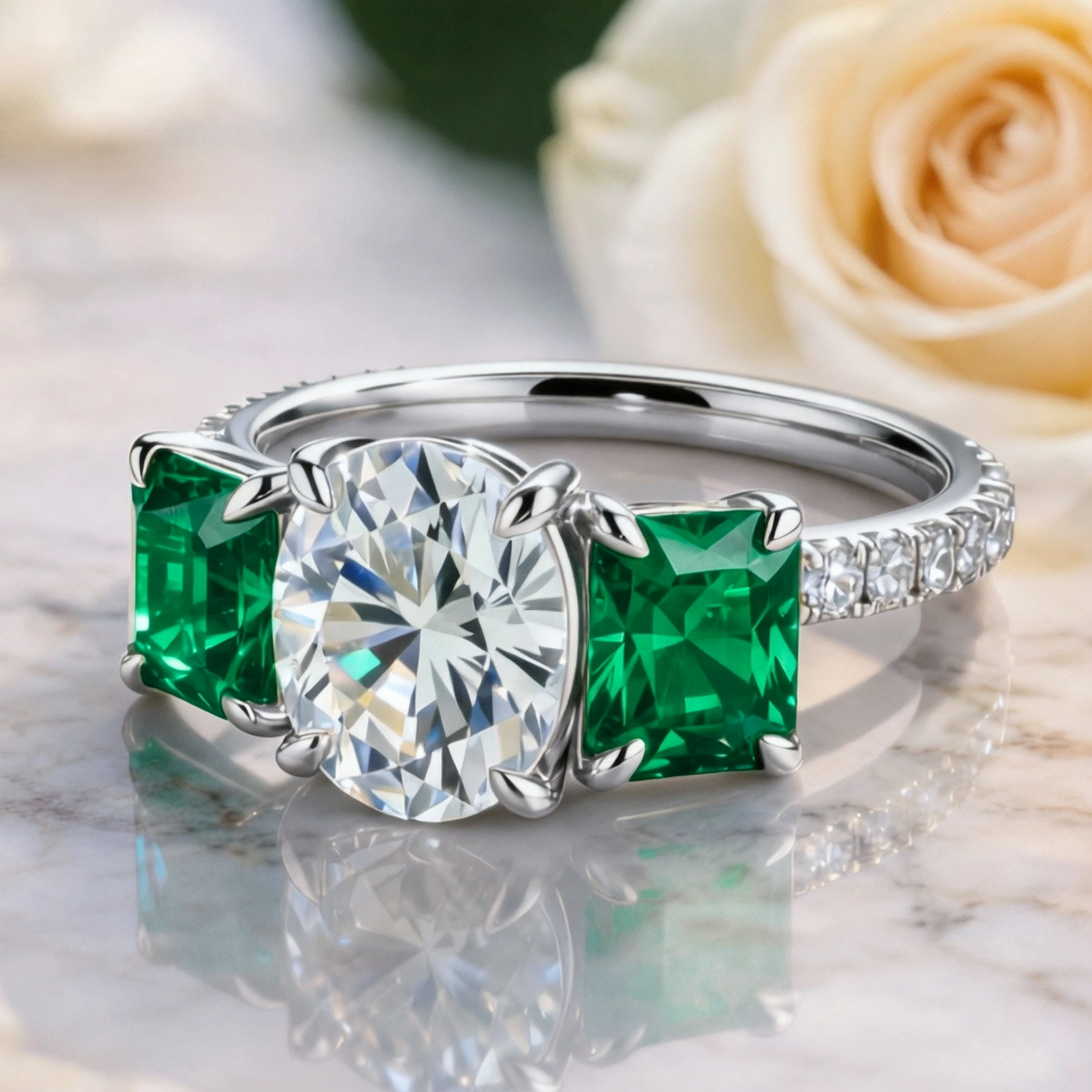 Audrey's Radiance | 2CT Oval Cut Moissanite Ring