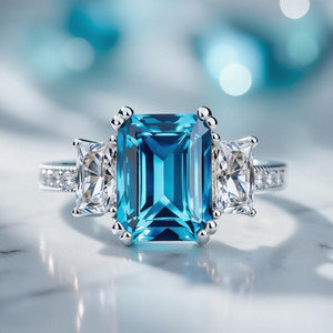 Cleo's Breeze | 3CT Sea Blue Baguette Solitaire Statement Ring