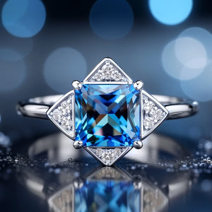 Diana's Grace | 1CT Vintage Princess Cut Blue Sapphire  Ring