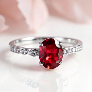 Iris’s Blaze | 2CT Oval-Cut Red Gemstone Ring