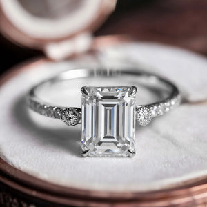 The Luna 2CT Emerald Cut Moissanite Ring