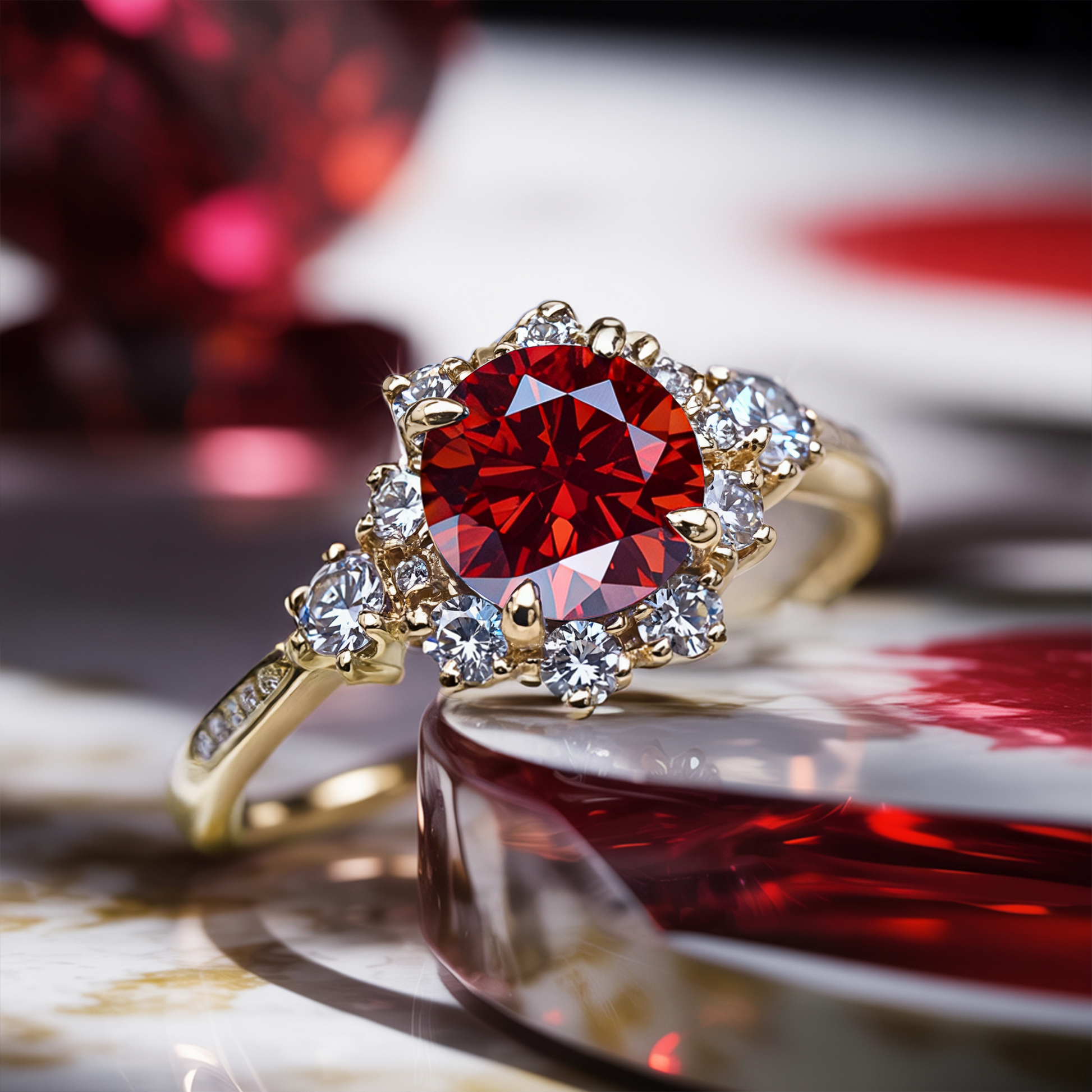 Bethany 1.5CT Round Cut Burgundy Gemstone Ring