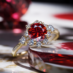 Bethany 1.5CT Round Cut Burgundy Gemstone Ring