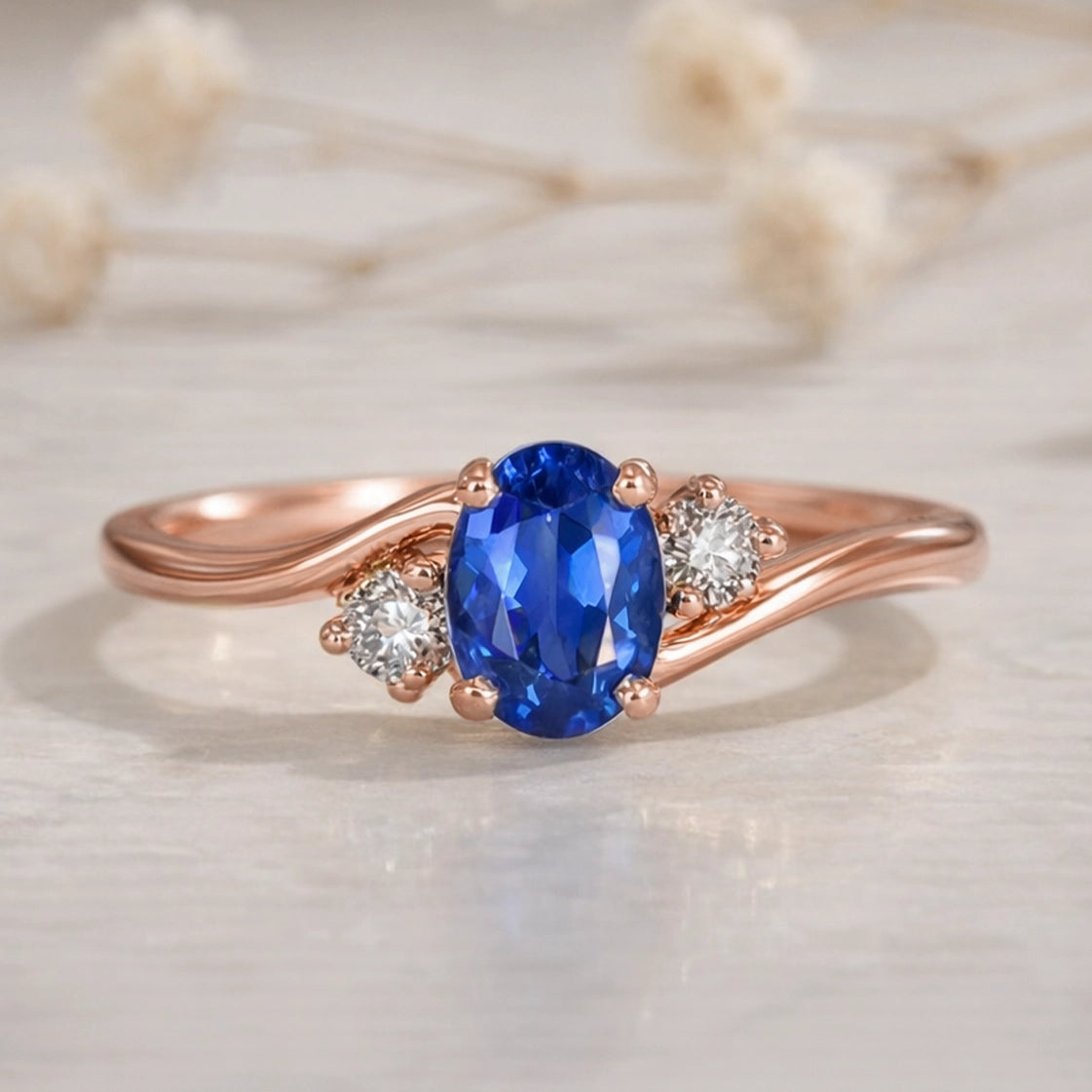 Luna's Curve | Blue Sapphire Vintage Engagement Ring