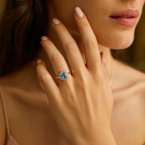 The Caterina 1CT Princess Cut Blue Gemstone Vintage Ring