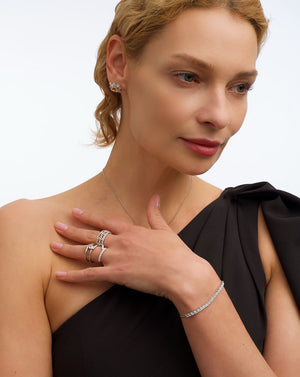 Vertice Lock Argent Silver Moissanite Ring