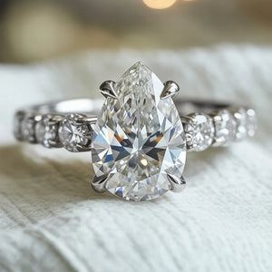 The Celestine 2CT Pear Cut Moissanite Eternity Ring