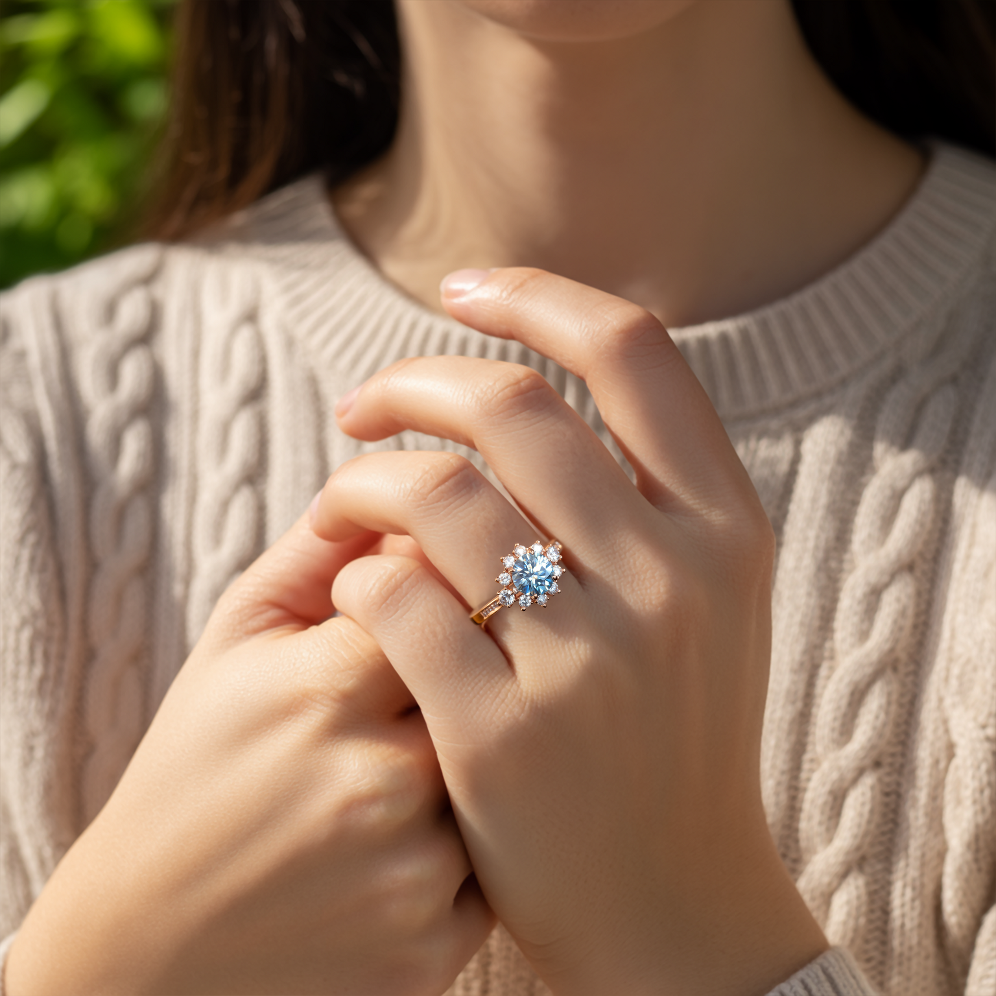 Bethany 1.5CT Round Cut Brilliant Blue Gemstone Ring