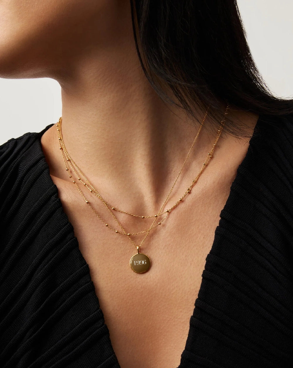 18K Gold Plated Vermeil Engravable Round Necklace