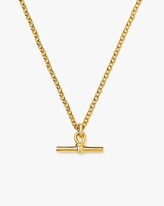 18K Gold Plated Vermeil Chunky T-Bar Chain Necklace