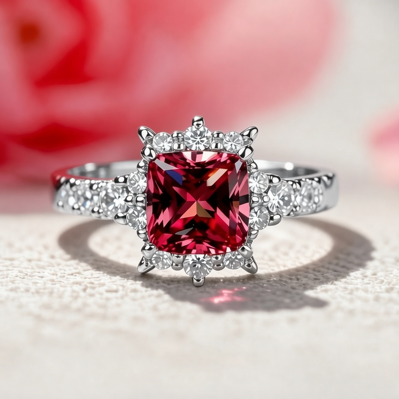 Aurora‘s Cardinal | Princess Cut Ruby Solitaire Ring
