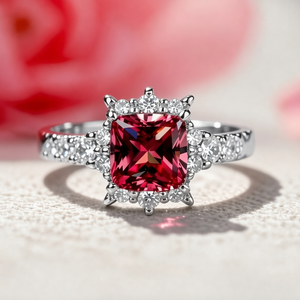 Aurora‘s Cardinal | Princess Cut Ruby Solitaire Ring