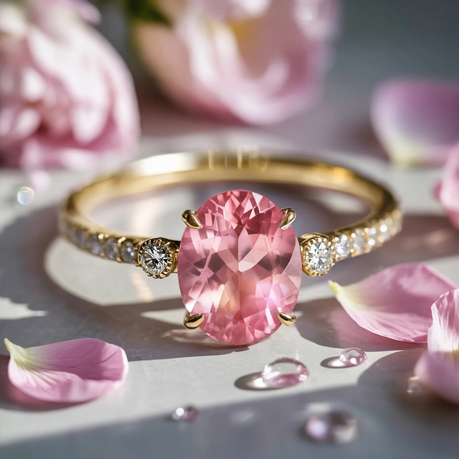 The Luna 2CT Oval Cut Pink Gemstone Ring